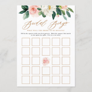 Perzik en witte bloemen Vrijgezellenfeest Bingo sp Kaart