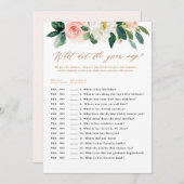 Perzik en witte bloemenbruidegom zegt spel kaart (Voorkant / Achterkant)