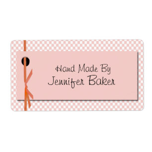 Perzik en witte geruite pakketlabels etiket