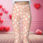 Perzik en witte hart patroon Valentijnsdag Leggings