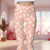 Perzik en witte hart patroon Valentijnsdag Leggings