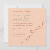 Perzik en witte minimalistische bruiloft kaart (Voorkant)