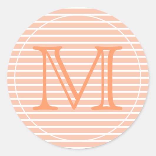 Perzik en witte strepen ronde sticker (Voorkant)