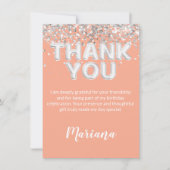 Perzik en Zilveren Feest Dank Je Kaart (Voorkant)