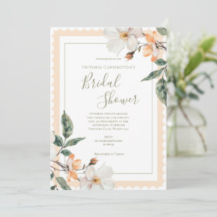 Perzik Floral Elegant Vrijgezellenfeest Kaart