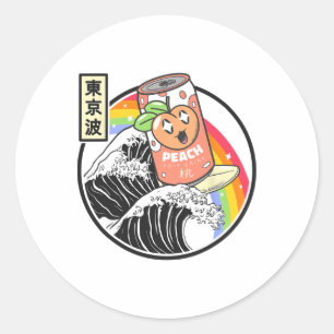 Perzik Frisdrank Surfen Kanagawa Golf Japan Anime Ronde Sticker