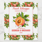 Perzik Fruit Bloem Wijn Etiket (Enkel label)