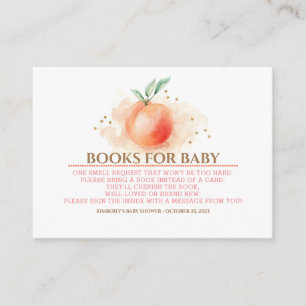 Perzik Fruit en Gouden Confetti Boeken voor Baby Informatiekaartje