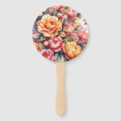 Perzik Fuzz Bloemen Bruiloft Handwaaier (Achterkant)