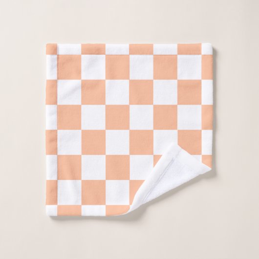 Perzik Fuzz geruit Gingham patroon Bad Handdoek (Wasdoekje)