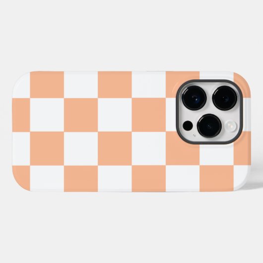 Perzik Fuzz geruit Gingham patroon Case-Mate iPhone Case (Achterkant (horizontaal))