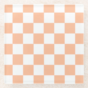 Perzik Fuzz geruit Gingham patroon Glazen Onderzetter