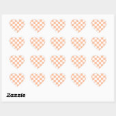Perzik Fuzz geruit Gingham patroon Hart Sticker (Vel)