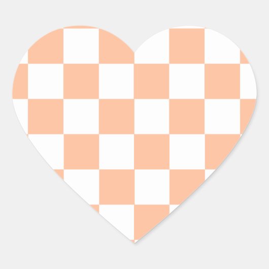 Perzik Fuzz geruit Gingham patroon Hart Sticker (Voorkant)