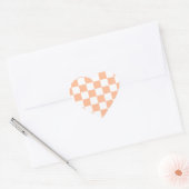 Perzik Fuzz geruit Gingham patroon Hart Sticker (Envelop)