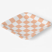 Perzik Fuzz geruit Gingham patroon Papieren Bordje (Gebogen)