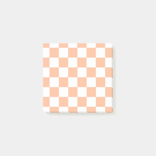 Perzik Fuzz Geruite Gingham Patroon Post-it® Notes (Voorkant)