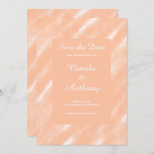 Perzik Fuzz Kleur Waterverf Abstract Patroon Kaart (Voorkant / Achterkant)