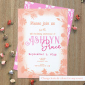 Perzik Fuzz, Roze Wilde Bloemen Bat Mitzvah Kaart