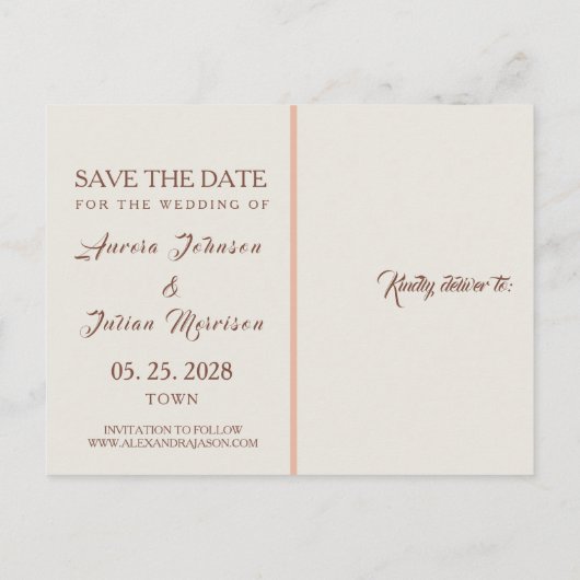 Perzik Fuzz Trouw Save The Date Uitnodiging (Achterkant)