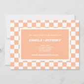 Perzik Fuzz Wit geruit Gingham Patroon Bruiloft Kaart (Voorkant)