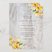 Perzik Geel Licht Rustiek Hout Bloemen Bruiloft Kaart (Voorkant / Achterkant)