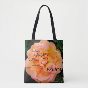Perzik Geel Roze Blend Roos Flower Foto Draagtas