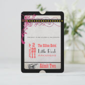 Perzik Gele Vintage Speel Theater Ticket RSVP (Staand voorkant)