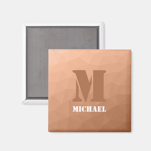 Perzik geometrisch mesh patroon Monogram Magneet (Voorkant / Achterkant)