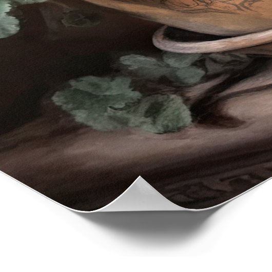 Perzik Geranium Bloemen Art Print Poster (Hoek)