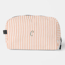 Perzik Gestreepte Monogram Make-uptas