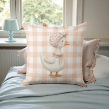 Perzik Gingham Gans Watercolor