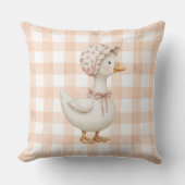 Perzik Gingham Gans Watercolor Kussen (Voorkant)