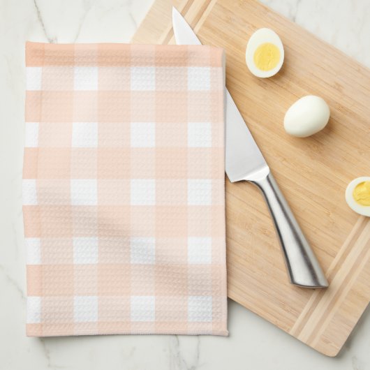 Perzik Gingham Keukenhanddoek (Quarter Fold)