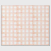 Perzik Gingham Trouw Bruids Baby Shower Cadeaupapier (Vlak)