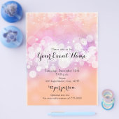 Perzik Glow Sparkle Lights Glam Party Event Flyer (Enkel)