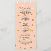 Perzik & Goud Glanzend Nep Folie Confetti Programm Programma (Achterkant)