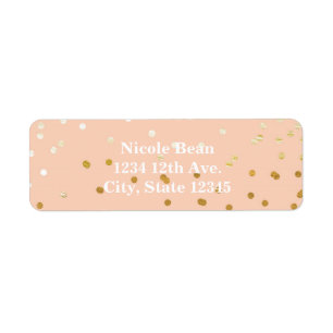 Perzik & Goud Glanzende Confetti Stippen Chic Mode Etiket