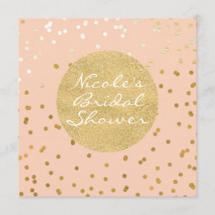 Perzik & Goud Glanzende Confetti Stippen Modern Ch Kaart