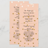 Perzik & Goud Glanzende Nep Folie Confetti Program Programma (Voorkant / Achterkant)