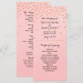 Perzik & Goud Glanzende Nep Folie Confetti Program Programma (Voorkant / Achterkant)