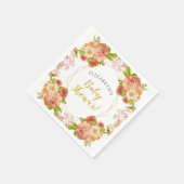 Perzik Goud Waterverf Bloemen Baby Shower Servet (Hoek)