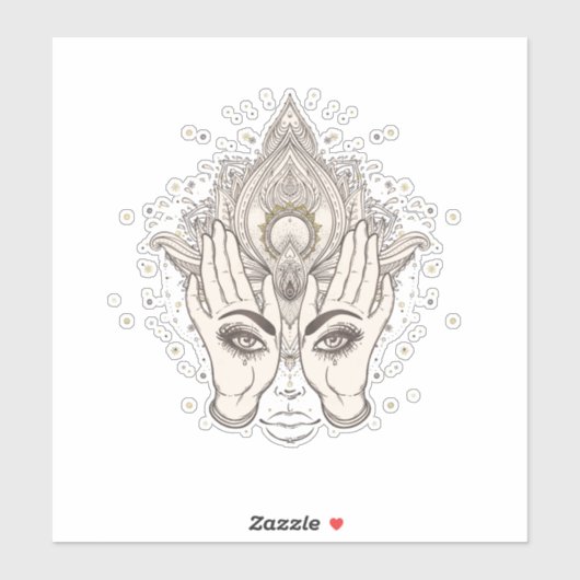 Perzik & Gouden Boho Lotus Bloem Schoonheid Sticker (Vel)