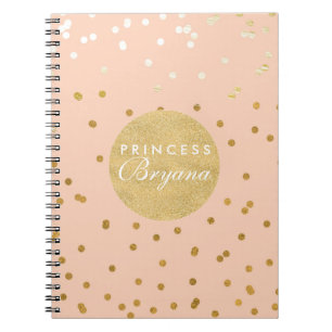 Perzik & Gouden Glanzende Confetti Stippen Moderne Notitieboek