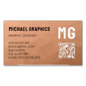 Perzik gradiënt geometrisch mesh patroon QR code Magnetisch Visitekaartje (Voorkant)
