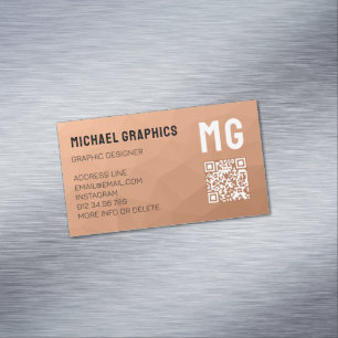 Perzik gradiënt geometrisch mesh patroon QR code Magnetisch Visitekaartje