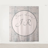 Perzik & Grijs Gemarmerd Bruiloft Tapestry Wandkleed (Voorkant)