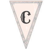 Perzik & Grijs Marmer Monogramed Bruiloft Vlaggetjes (Eerste vlag)