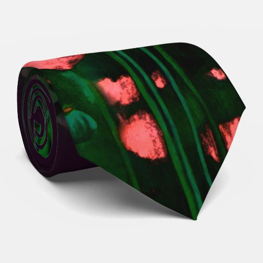 Perzik & Groene Bloemen, Bloemig Kunst Sjabloon El Stropdas (Opgerold)