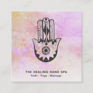 *~* Perzik Hamsa Hand Fatima Craters of Moon Vierkante Visitekaartje